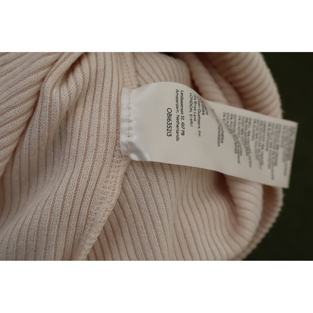 Anthropologie Cream Ribbed Wrap Women Top Lace Balloon Sleeve V-Neck Small - Picture 3 of 10